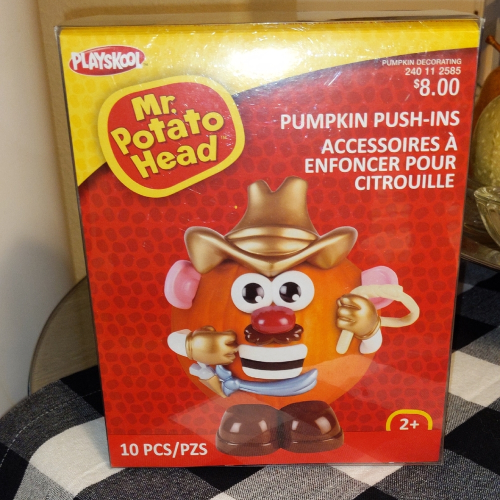 Halloween Mr Potato Head Pumpkin Push In Cowboy Costume 10 Parts NIB